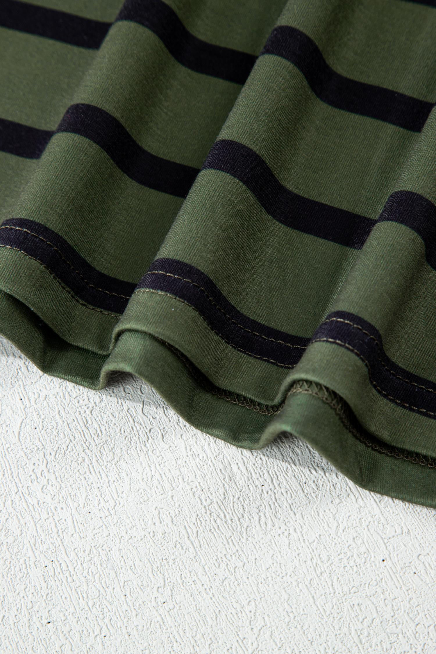 Four Leaf Clover Striped Half Buttons Crew Neck T-Shirt