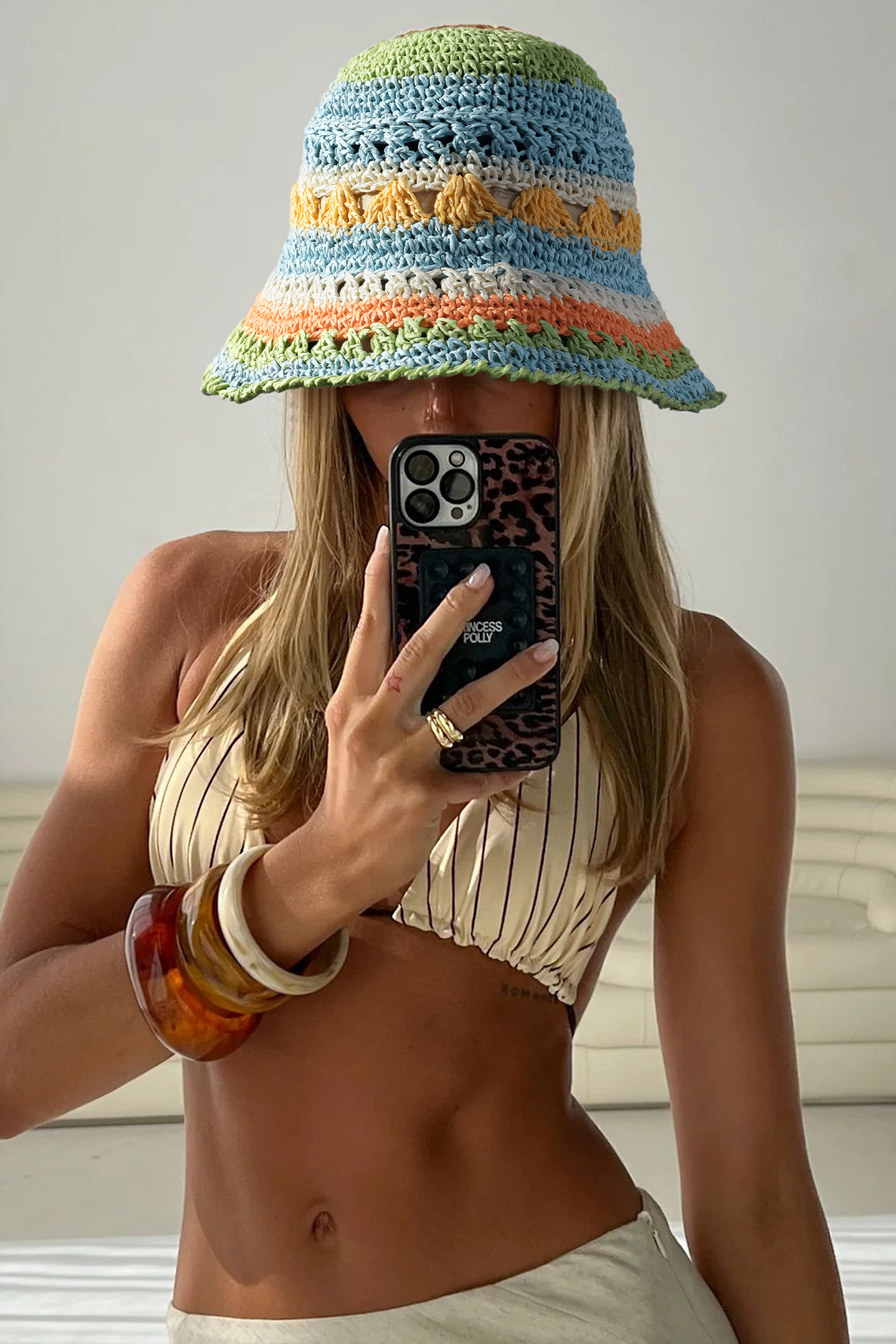 White Papyrus Weaving Straw Fisherman Hat