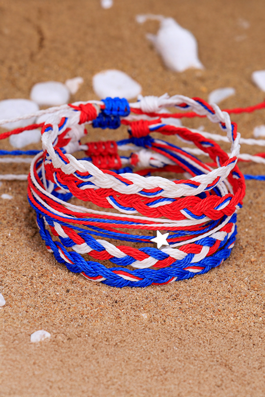 Blue Independent Day Braided Multi Layer Bracelet