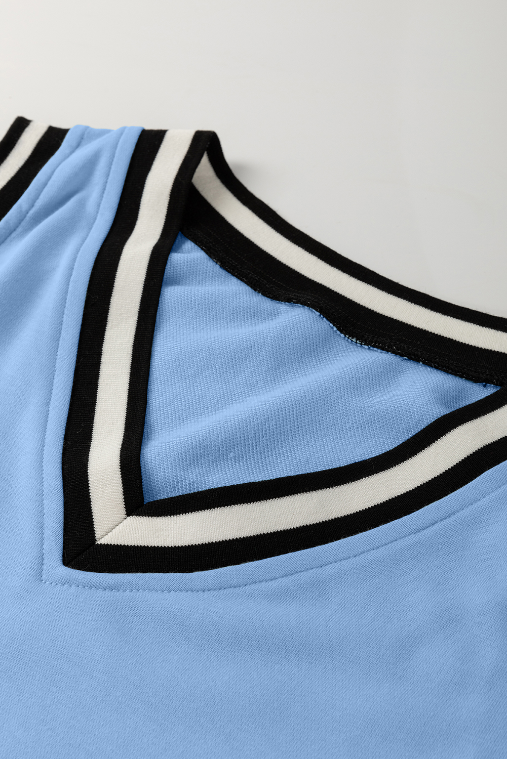 Mint Green Varsity Contrast Striped V Neck Long Sleeve T Shirt Dress with Pockets