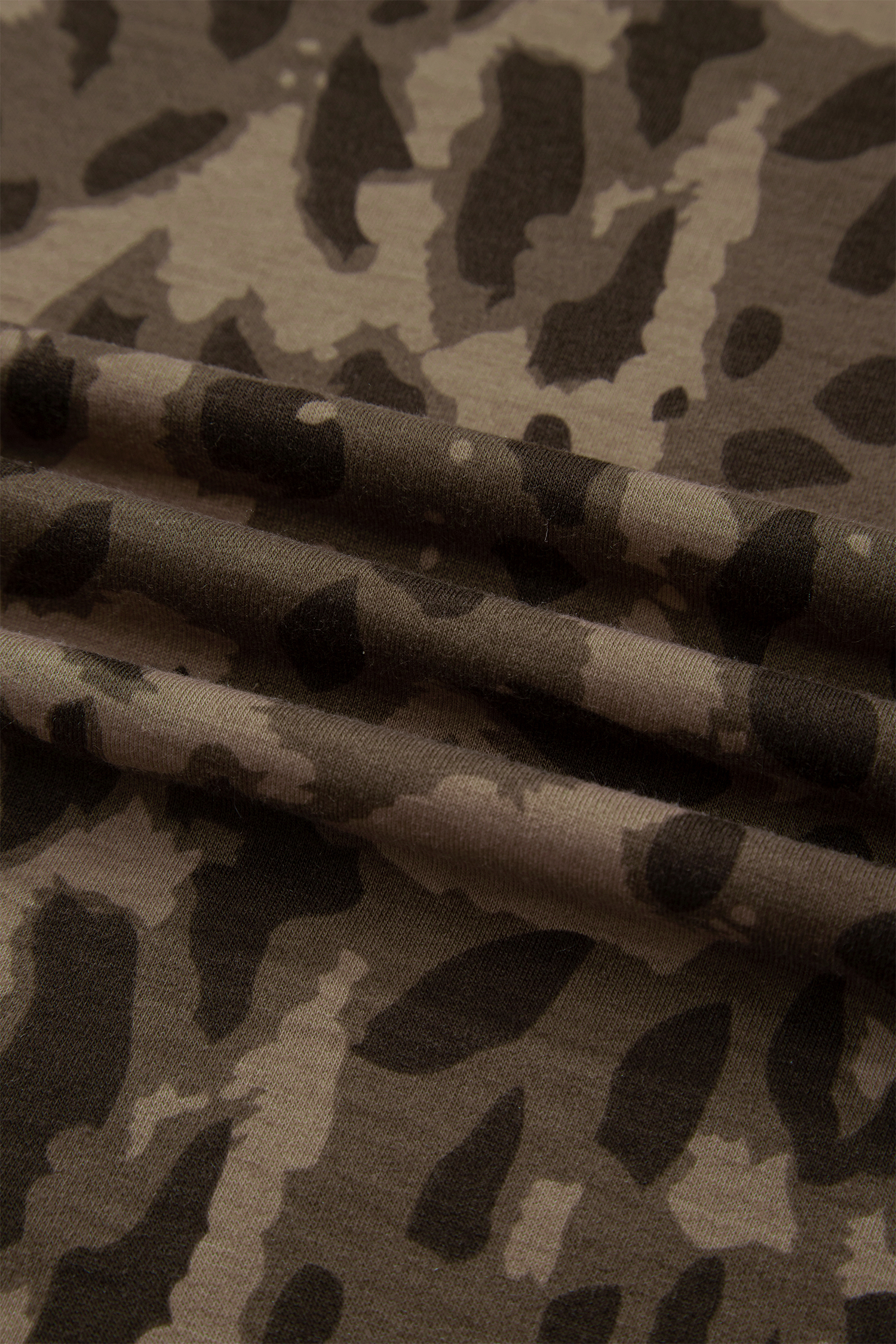 Brown Leopard Loose Tee Drawstring Waist Barrel Pants Set