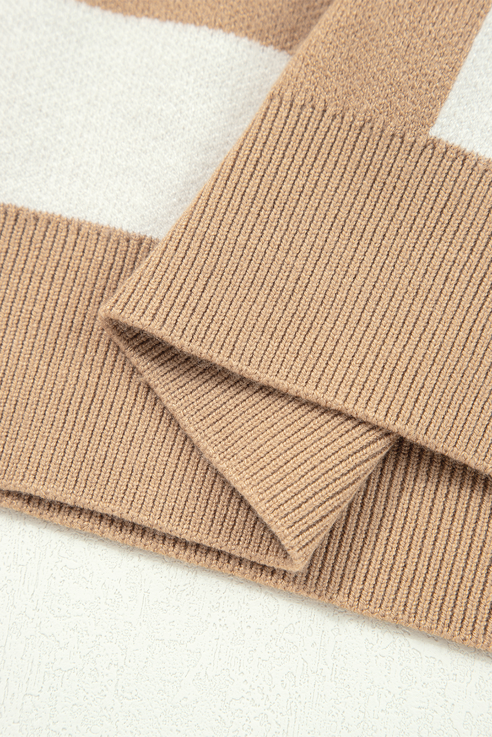 Black Checkered Pattern Loose Drop Shoulder Half Sleeve Sweater