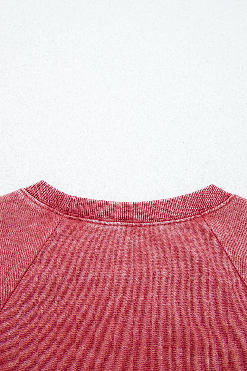 Racing Red Mineral Wash Raglan Sleeve Raw Hem Crop Sweatshirt