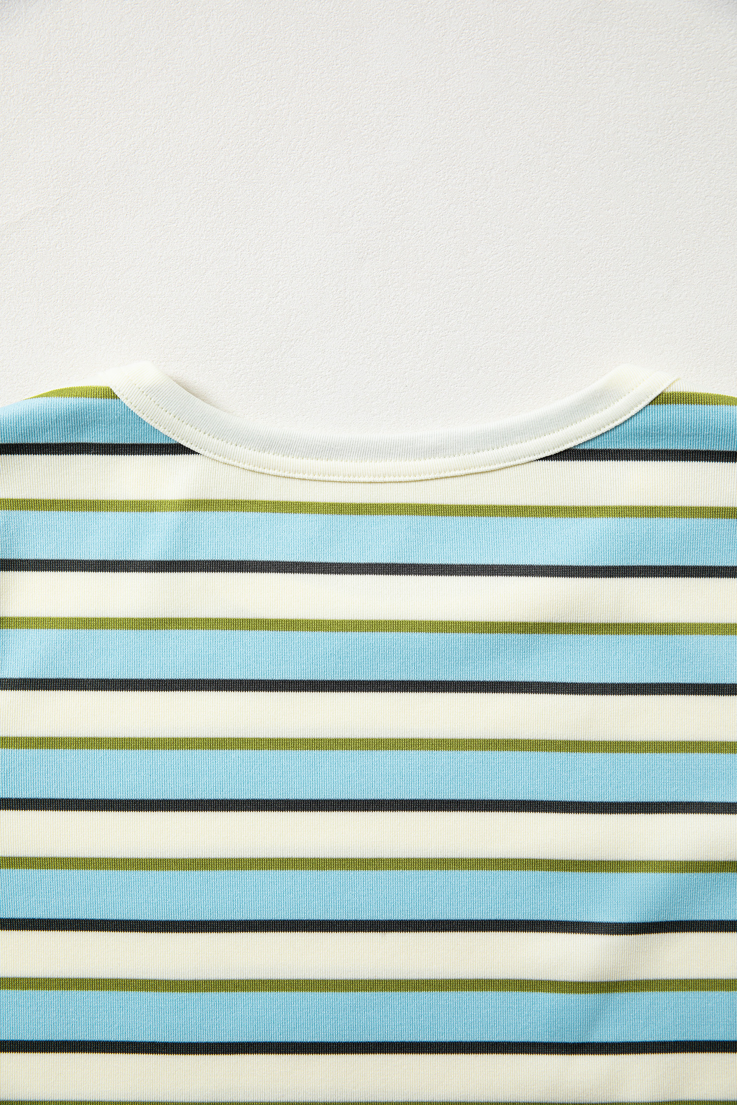 Multicolour Striped Round Neck Ribbed Knit Long Sleeve Top