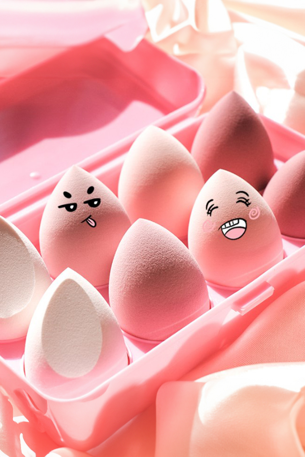 Peach Blossom 4pcs Water Drop Shape Makeup Sponge