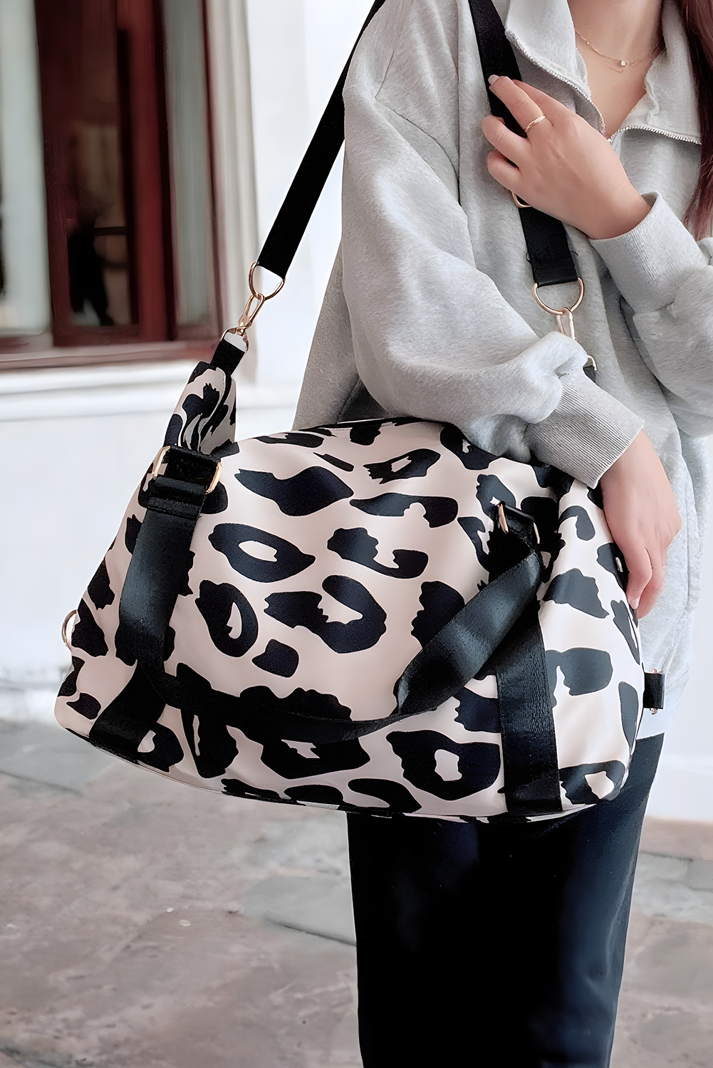 Bright Pink Leopard Print Large Travel Bag