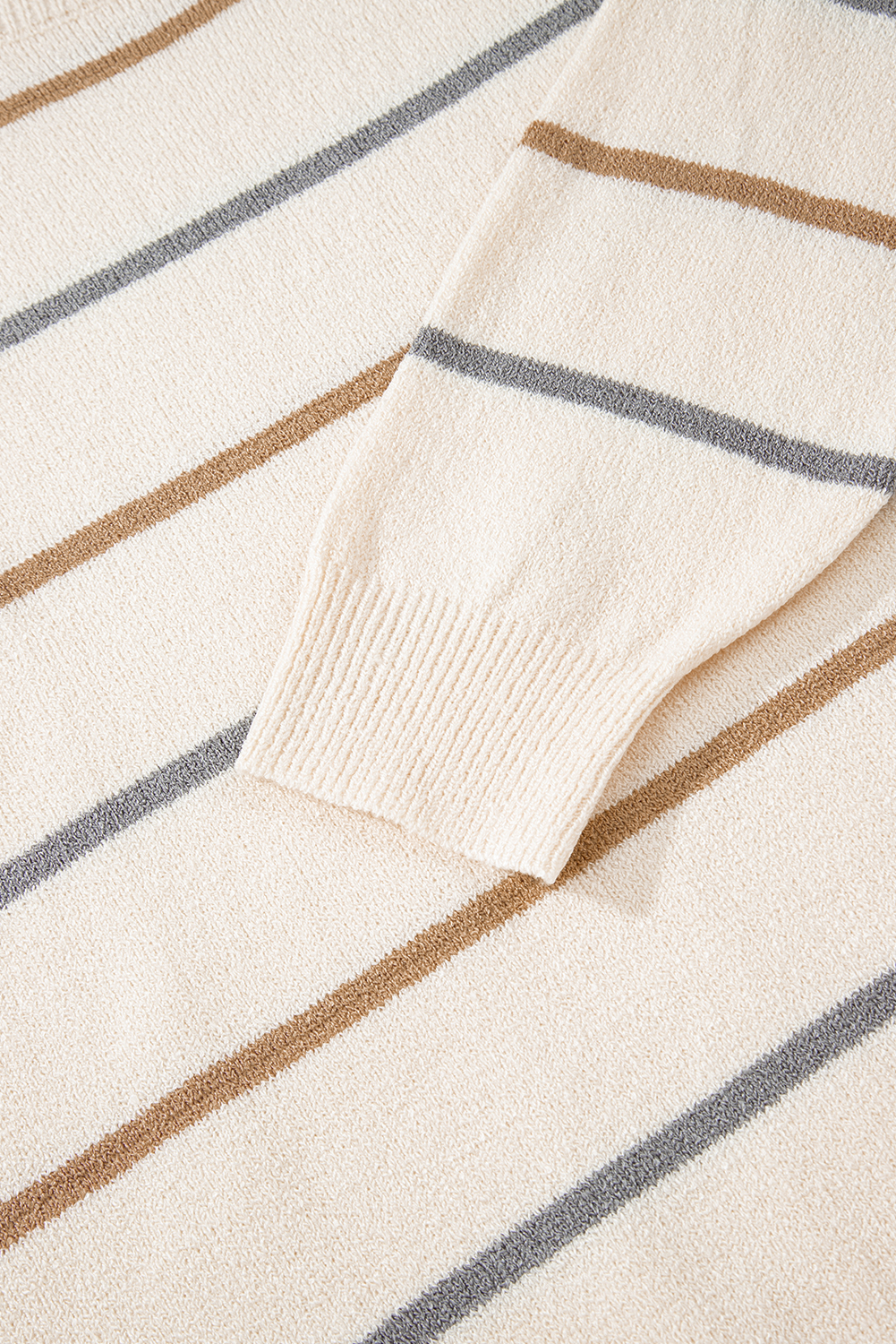 Multicolour Striped Buttoned Front V Neck Drop Shoulder Cardigan Sweater