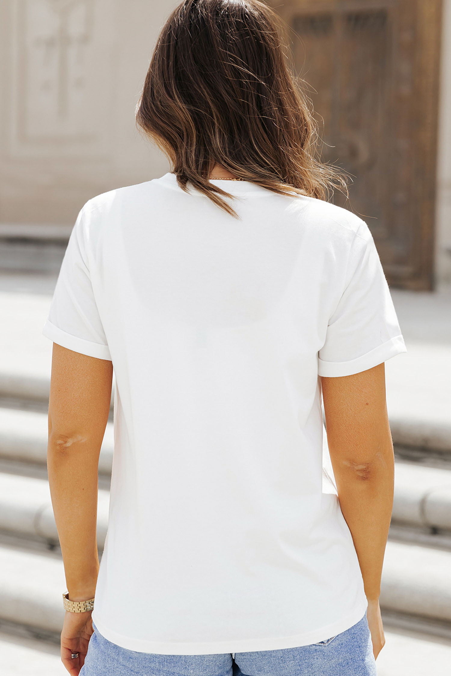 White Lucky Mom Club Vibrant Printed Casual T Shirt