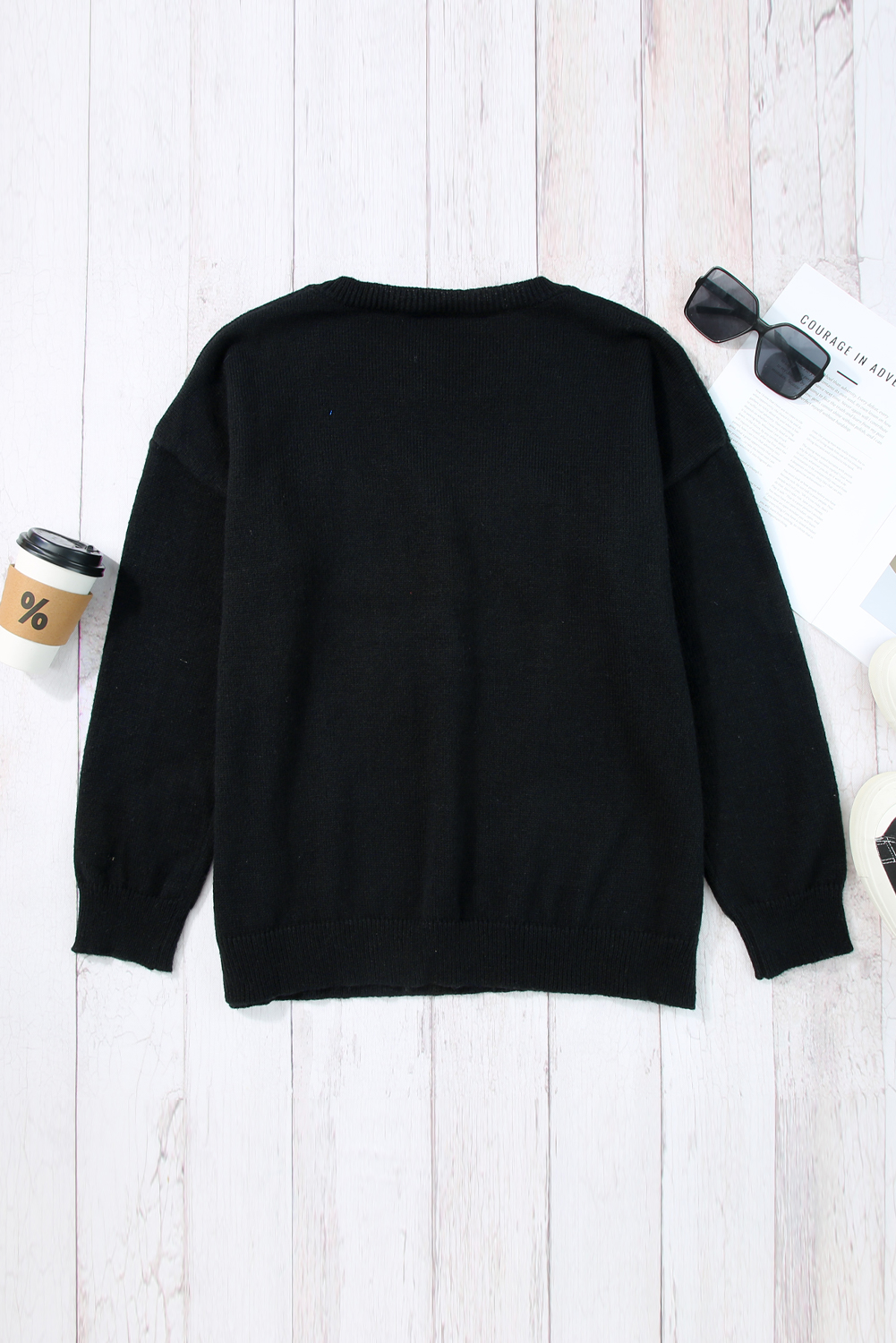 White Merry & Bright Round Neck Casual Sweater