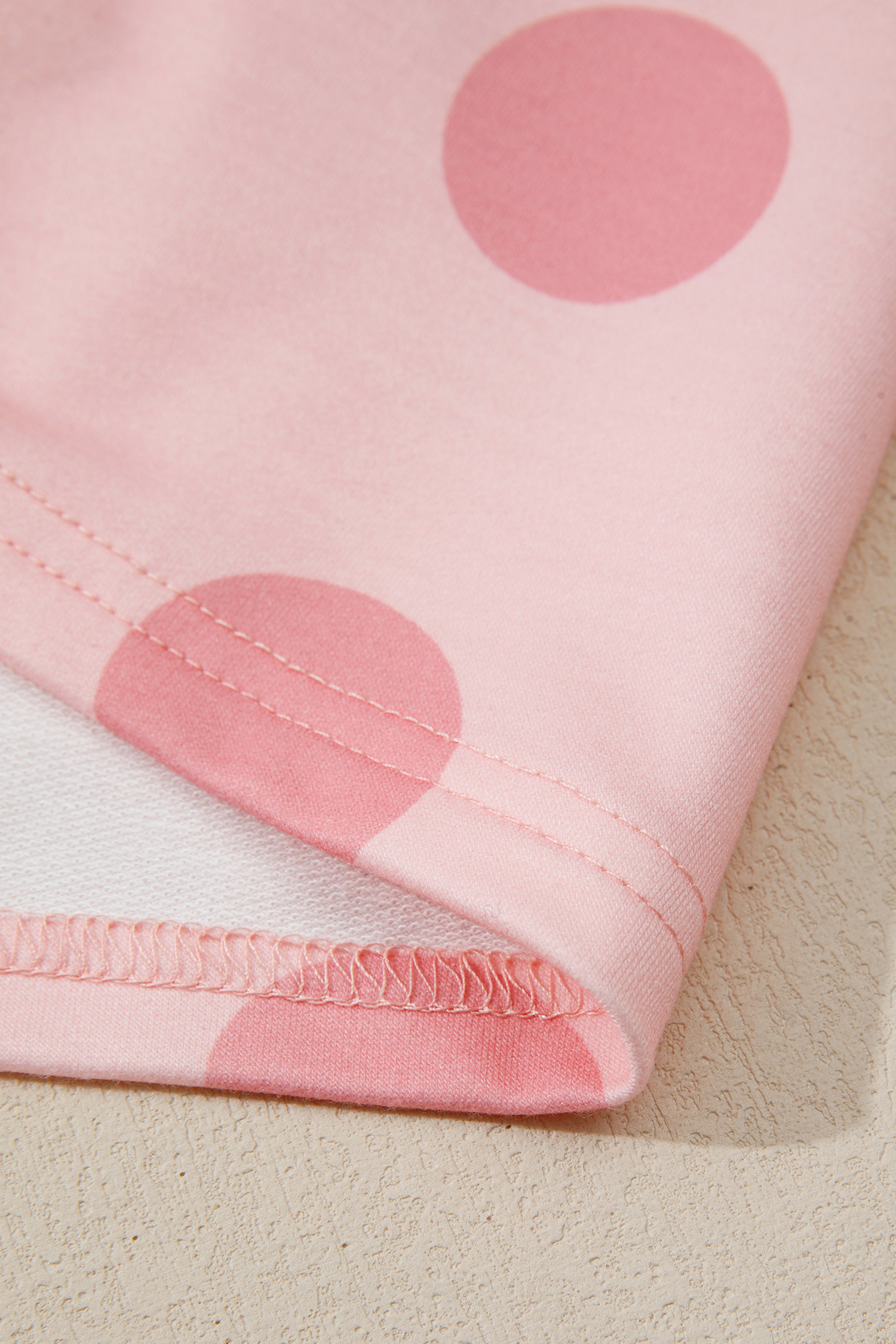 Beige Polka Dot Print Drop Shoulder Pullover Drawstring Jogger Pant Set