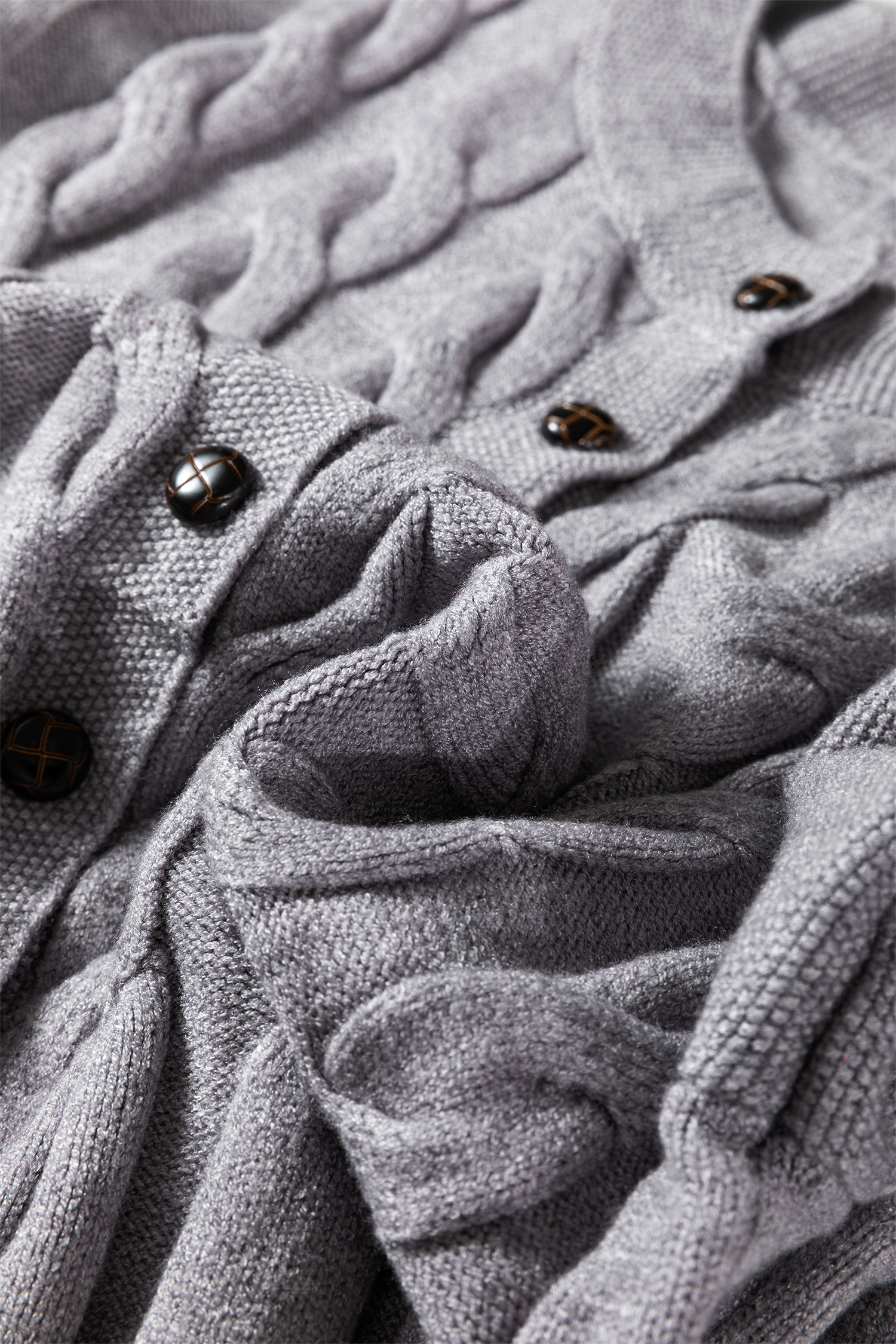 High Cable Knit Cardigan Sweater