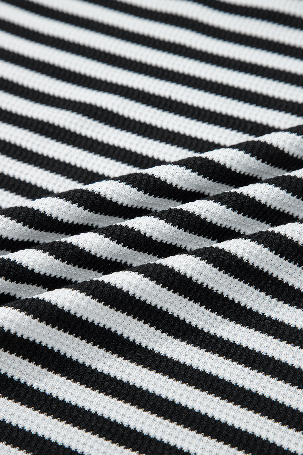 Dearlovers Green Stripe Thermal Knit Drop Shoulder Casual Top