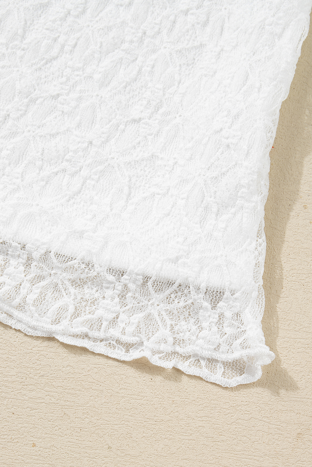 White Sheer Lace Long Sleeve Slim Henley Top