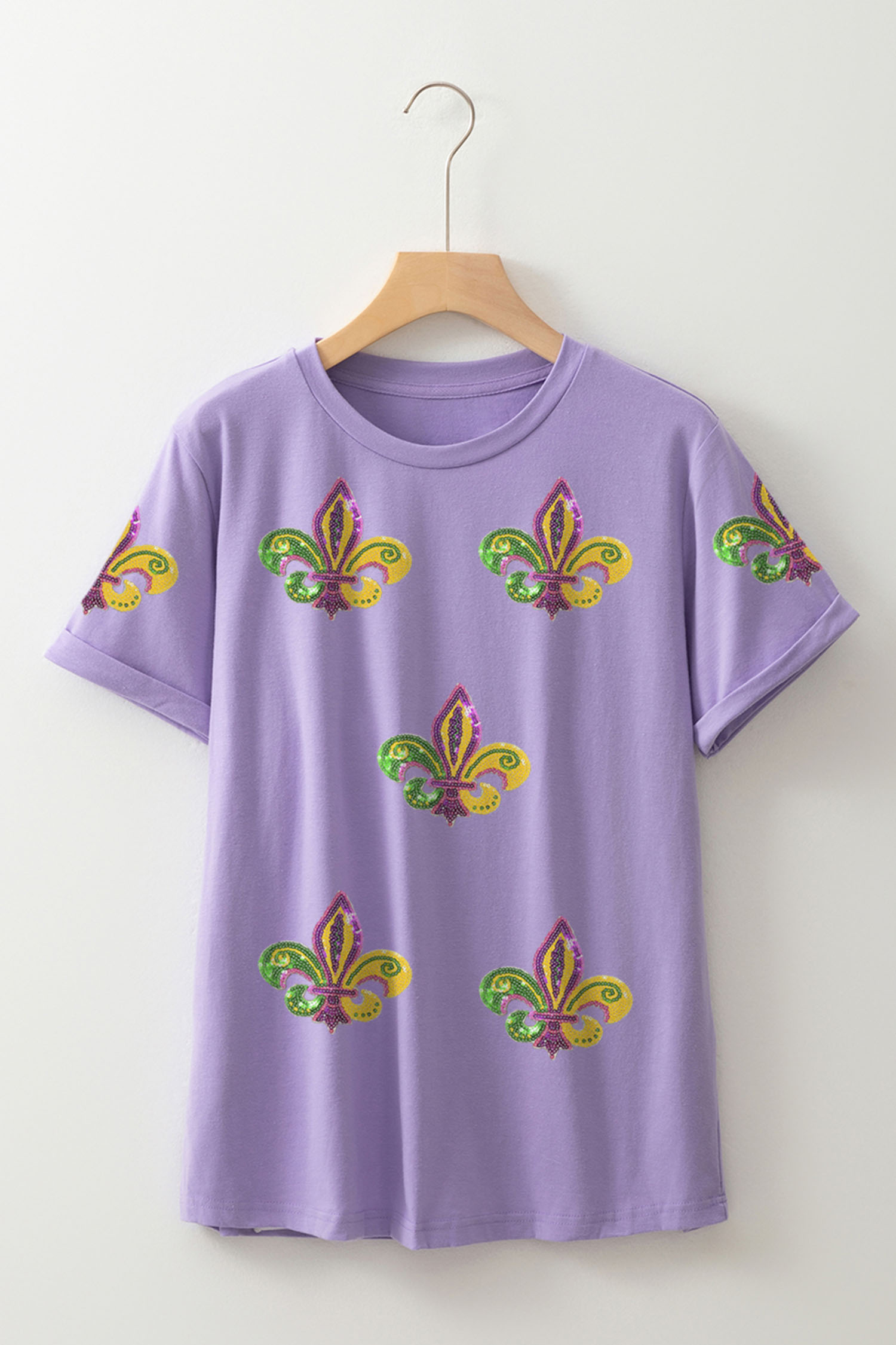 Wisteria Mardi Gras Sequined Pattern Holiday T Shirt