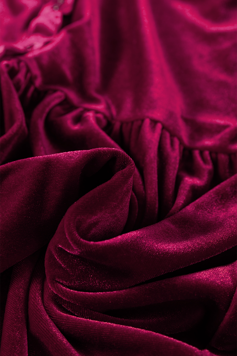 Burgundy 3/4 Sleeve Tunic Babydoll Velvet Shirt