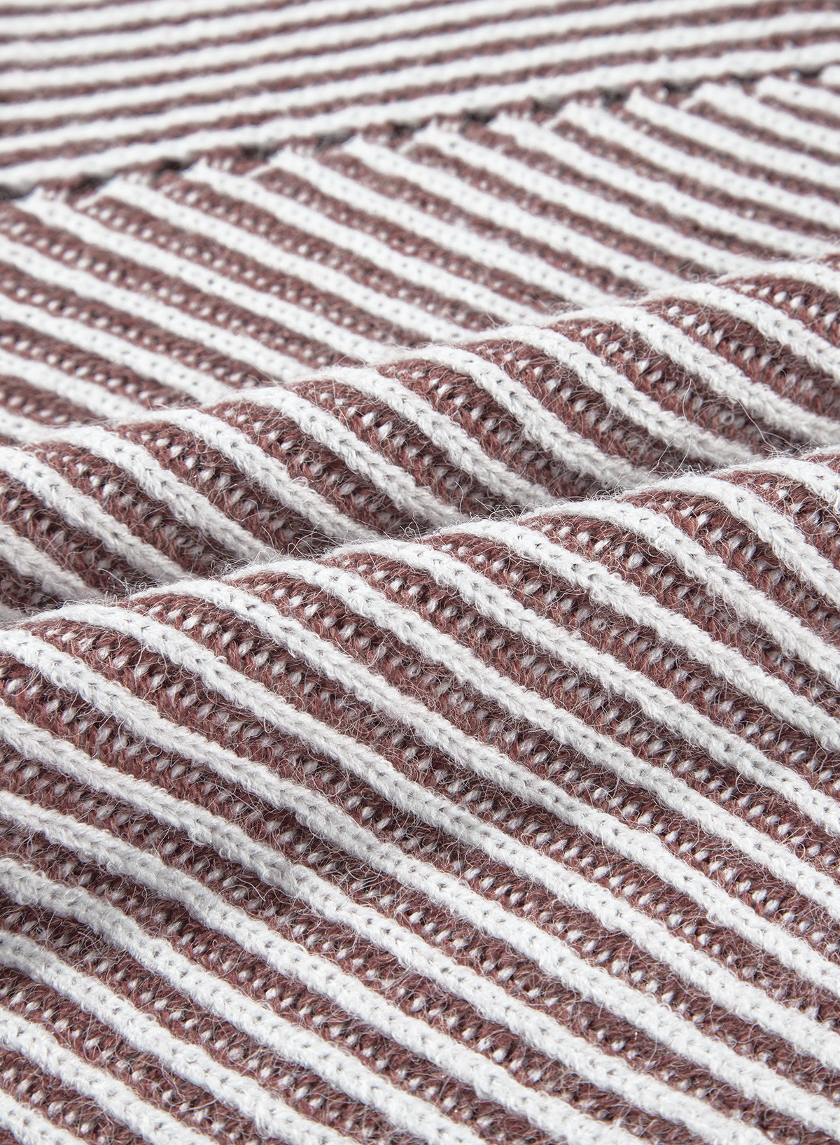 Coffee Striped Print Ribbed Knit Boat Neck Baggy Sweater