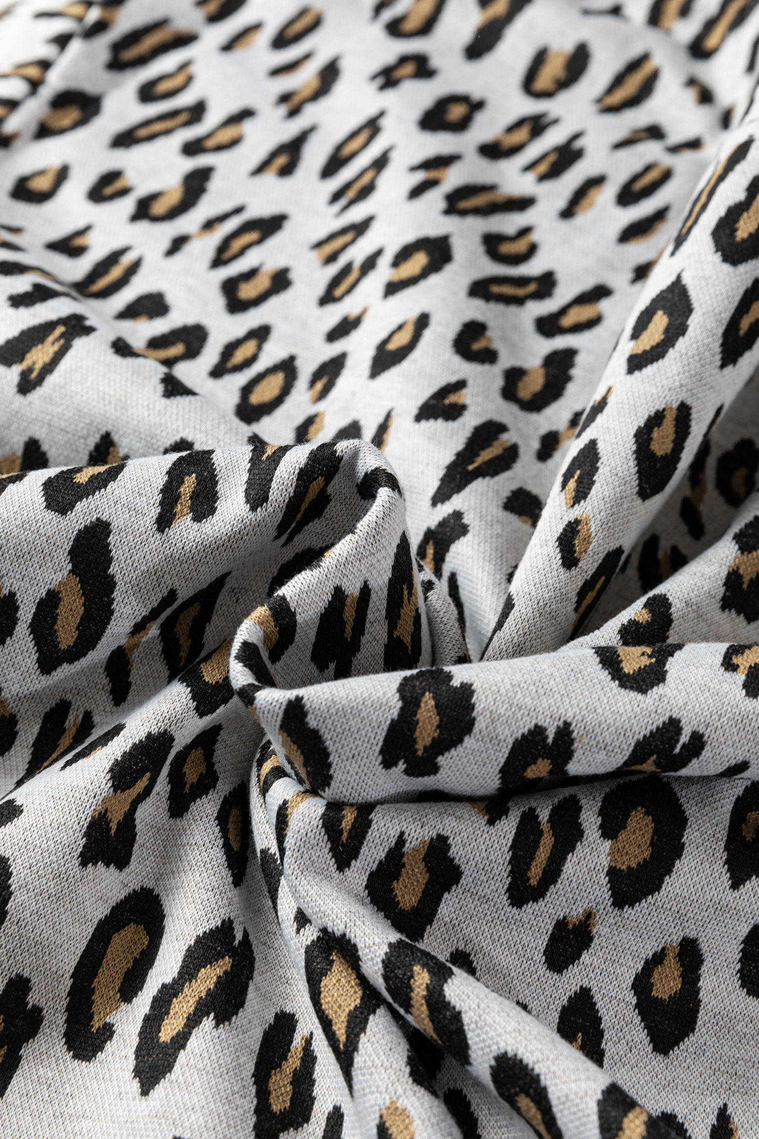 Beige Leopard Print Casual Tee and Pants 2pcs Outfit