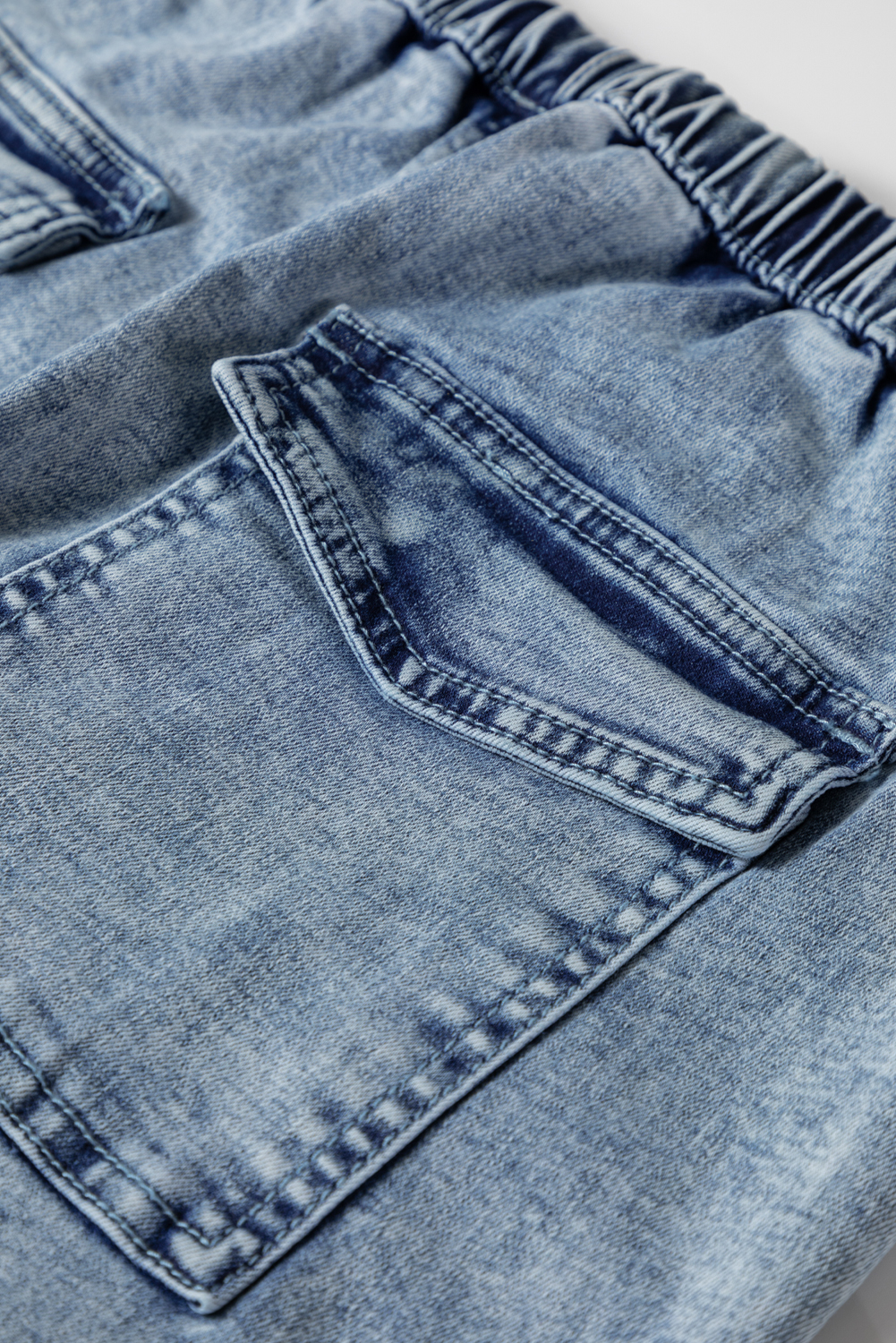 Ashleigh Blue Acid Wash Exposed Seam Drawstring Elastic Waistband Jeans