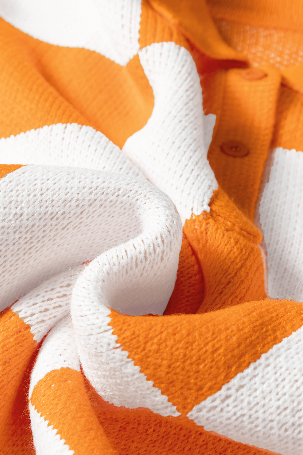 Mist Green Checkered Pattern Polo Collar Loose Sweater