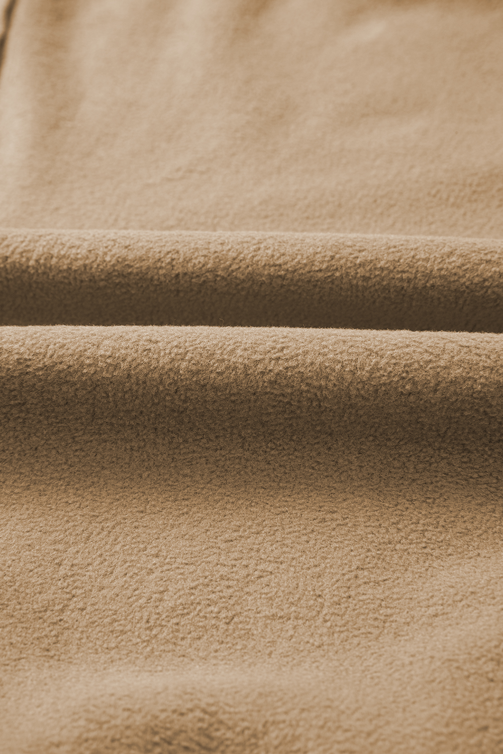 Dark Khaki Fuzzy Sherpa Splicing Pullover Sweatshirt with Side Slit