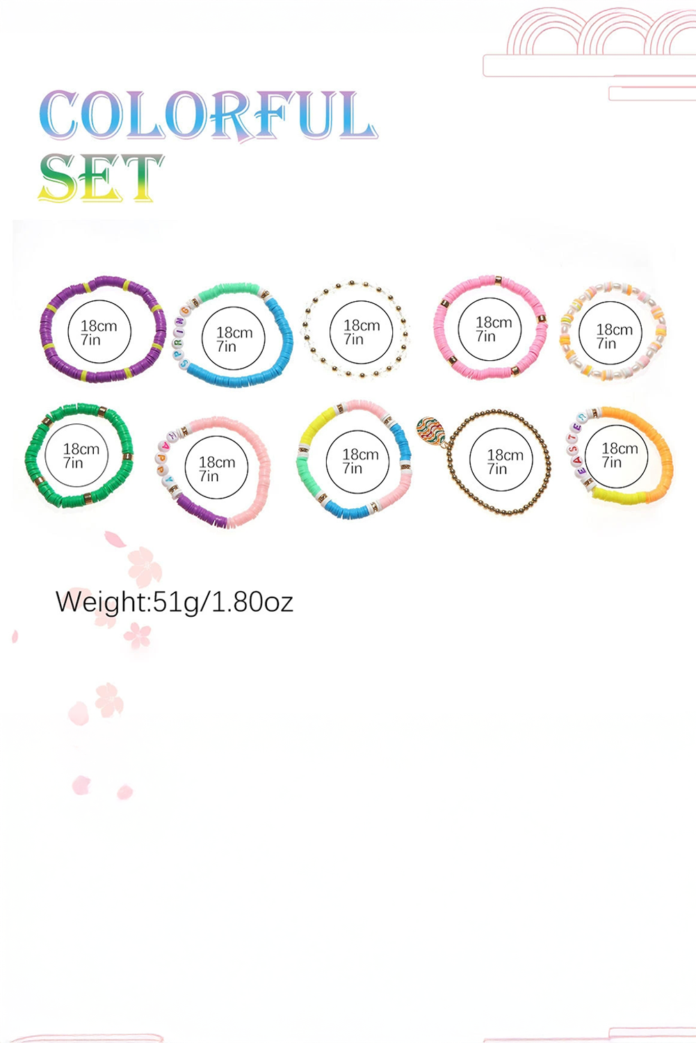 Gold Happy Easter Polymer Clay Beaded Bracelet