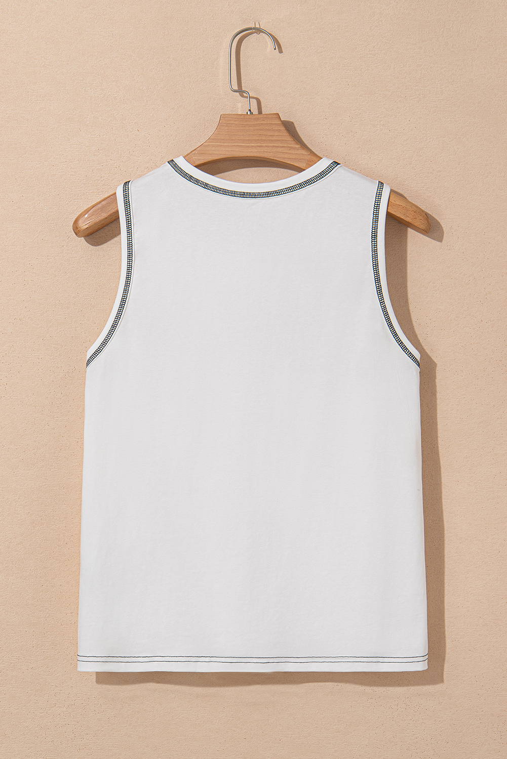 White Sweet Bow Stitching Trim Sleeveless Top