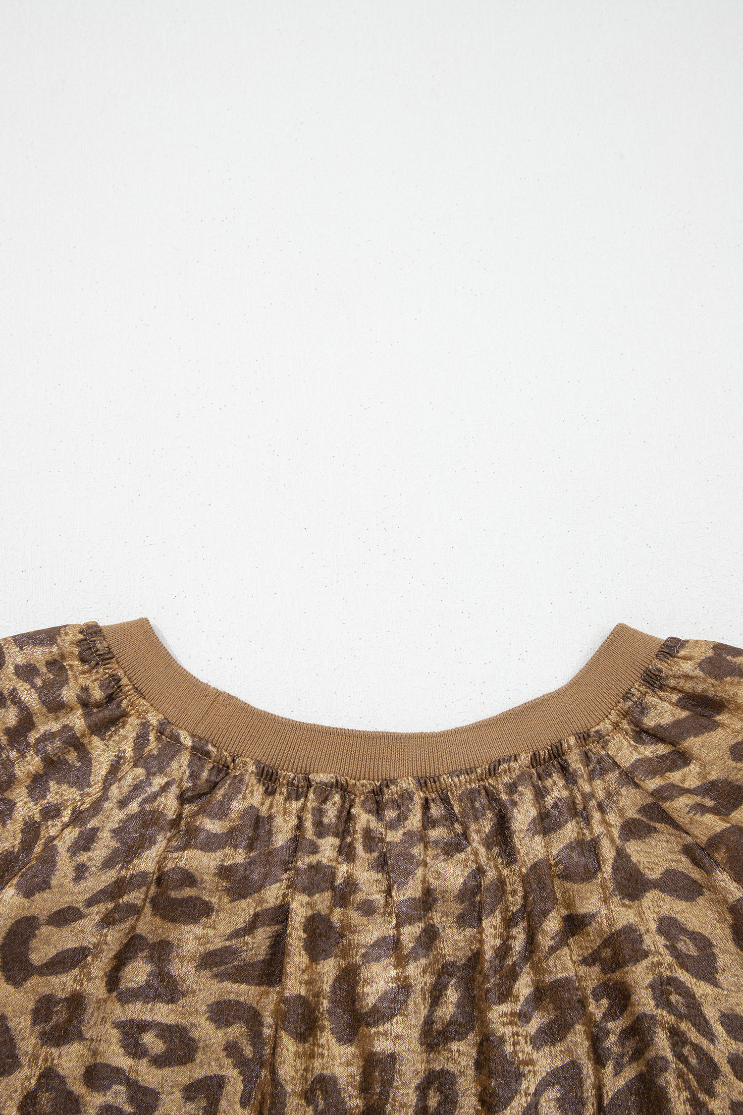 Gold  Half Sleeve Metallic Leopard Print Blouse
