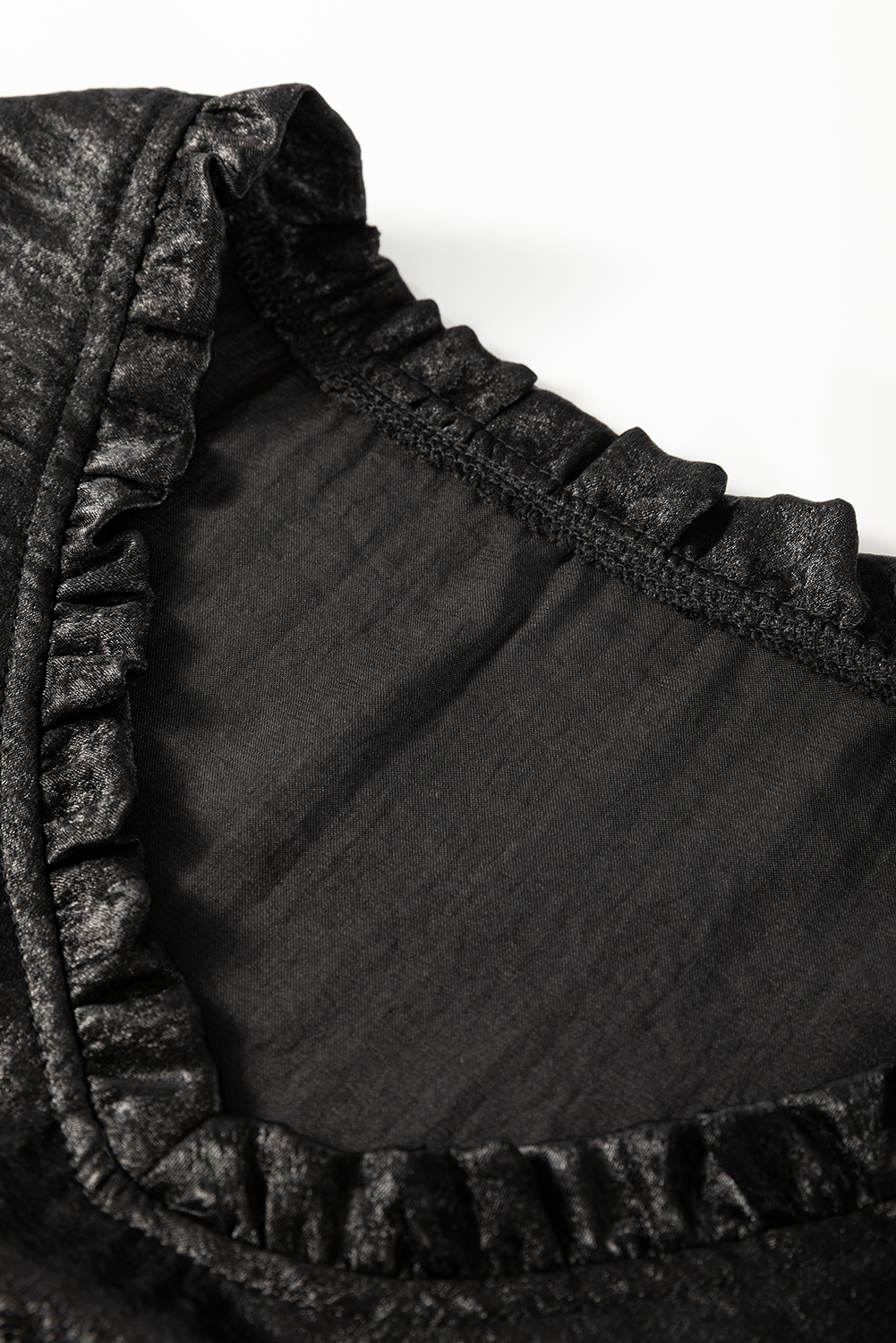 Dearlovers Gold Metallic Frilled V Neck Puff Sleeve Babydoll Blouse