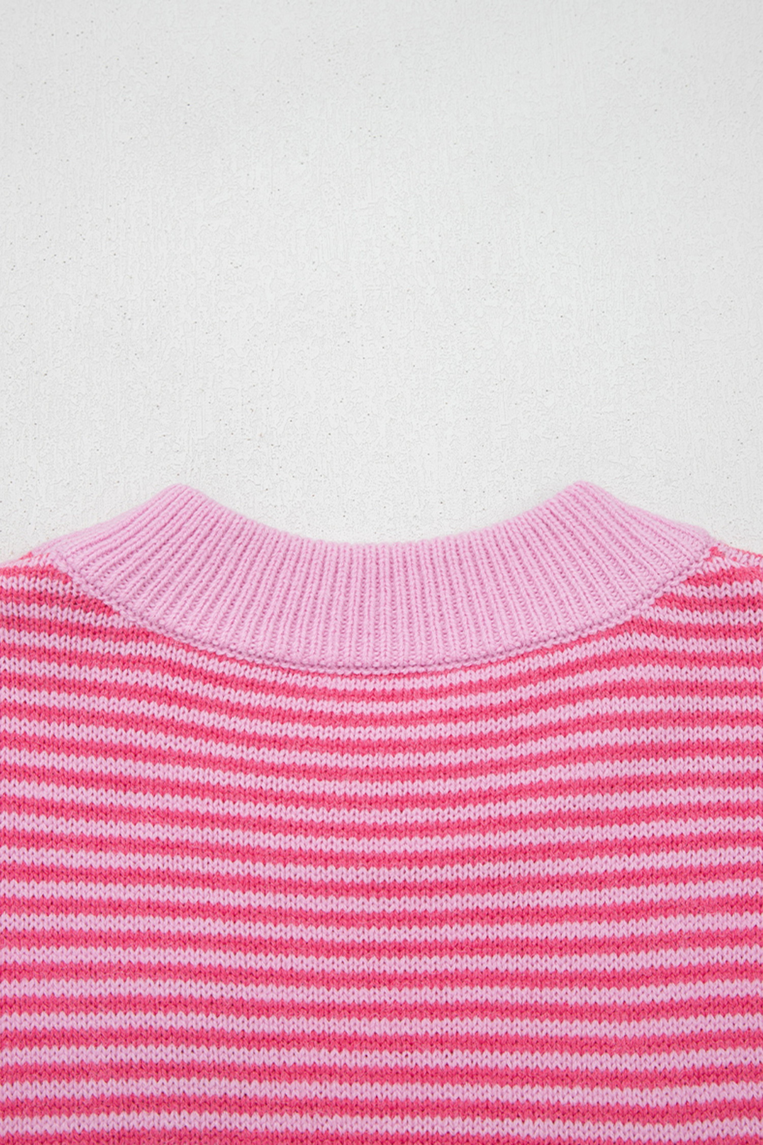 Gray Stripe Contrast Heart Pattern Valentine Knit Sweater