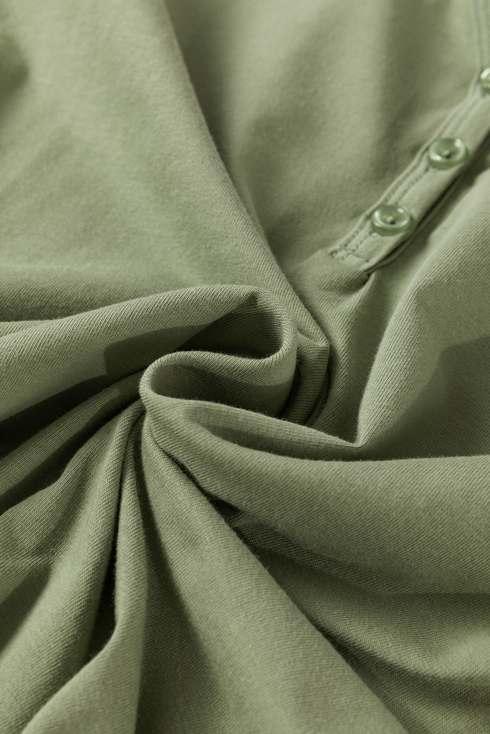 Pale Khaki Long Sleeve Buttons V Neck Slim Fit Top