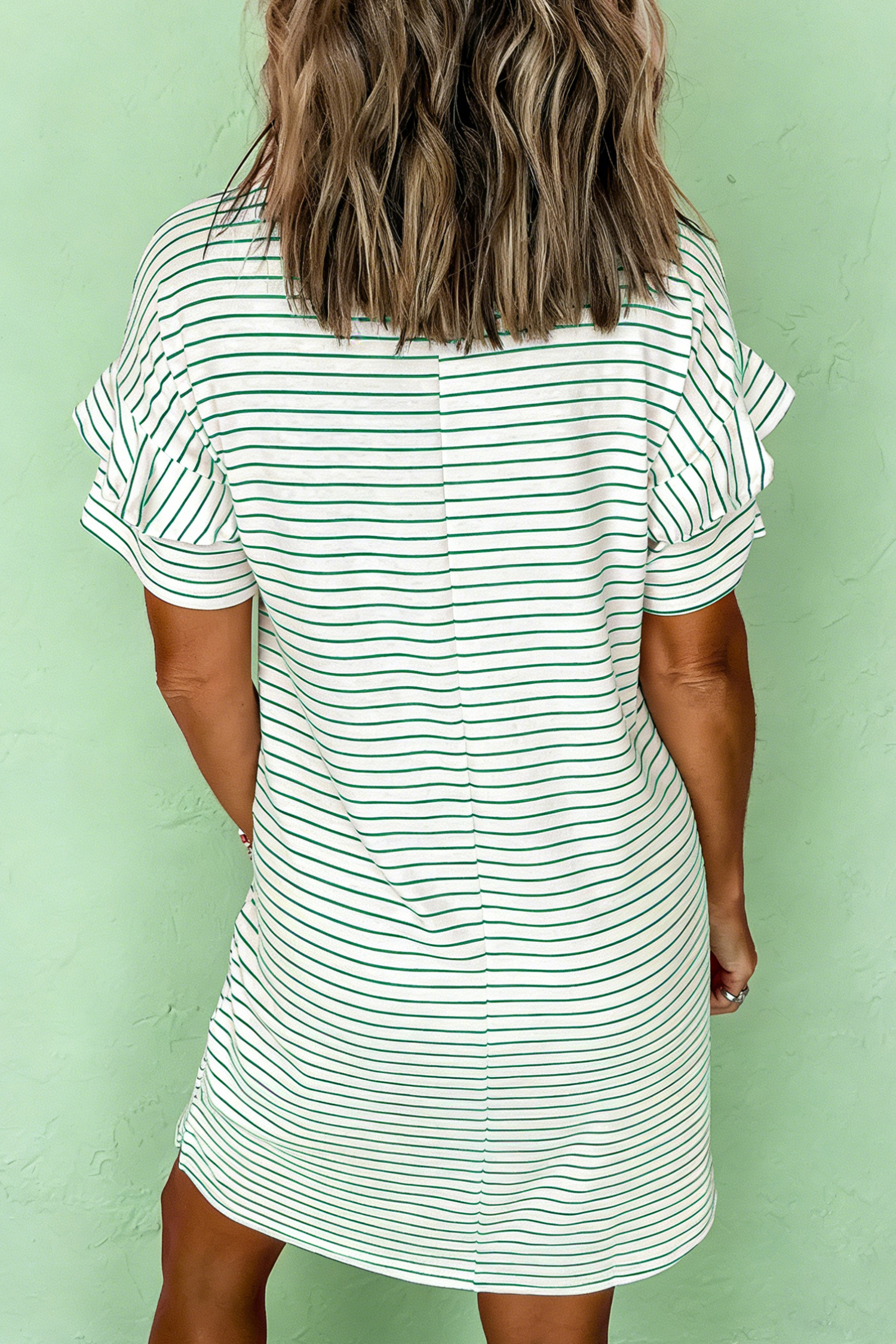 Green Stripe St Patricks Day Sequin Elements Patched Tee Dress