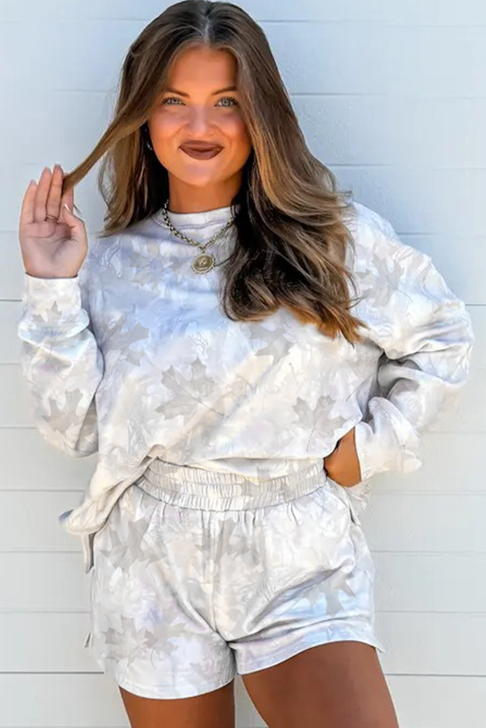 Beige Camo Print Baggy Drawstring Jogger Sweatpants