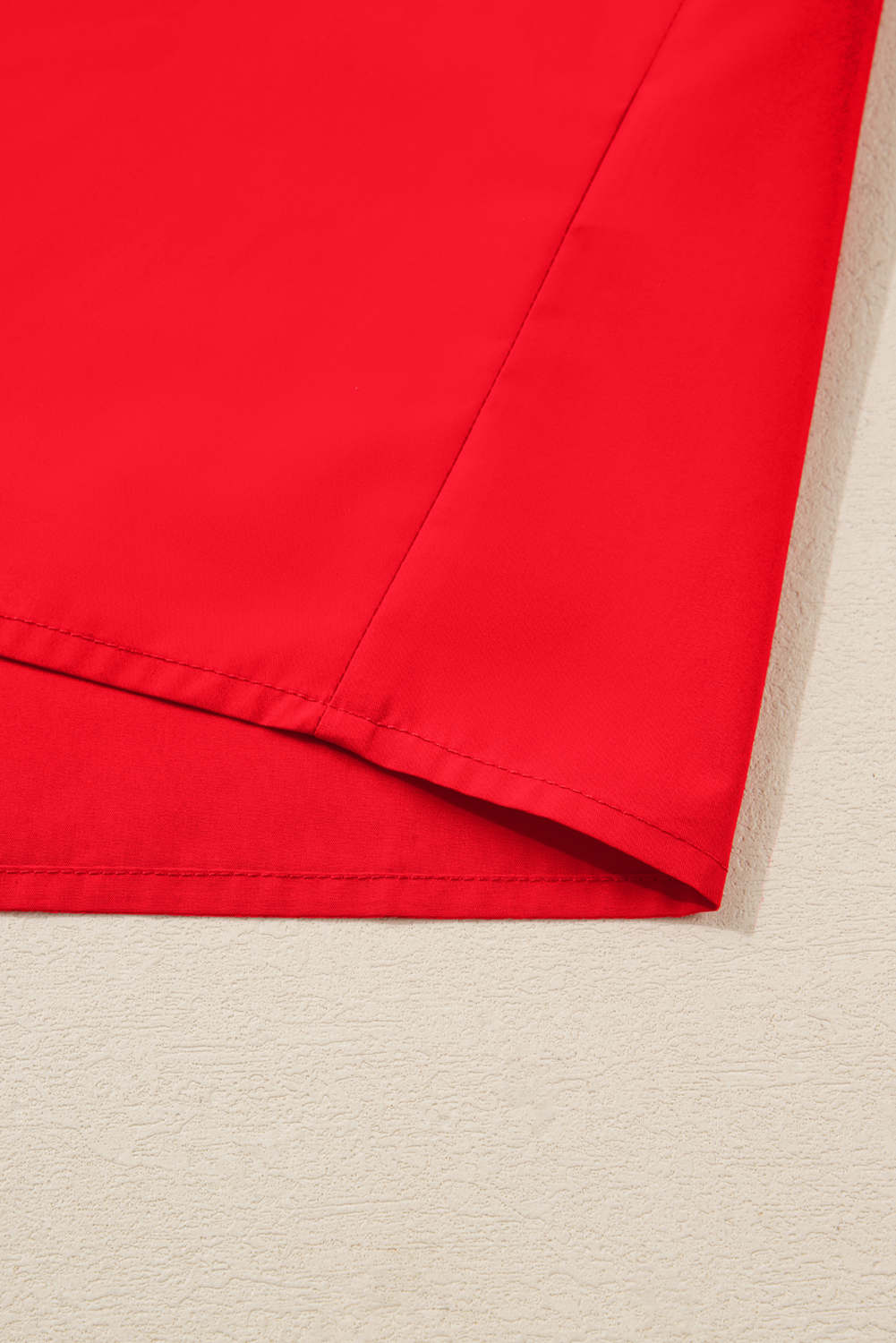 Four Leaf Clover Striped Trim Ruffle Split Neck Long Sleeve Blouse