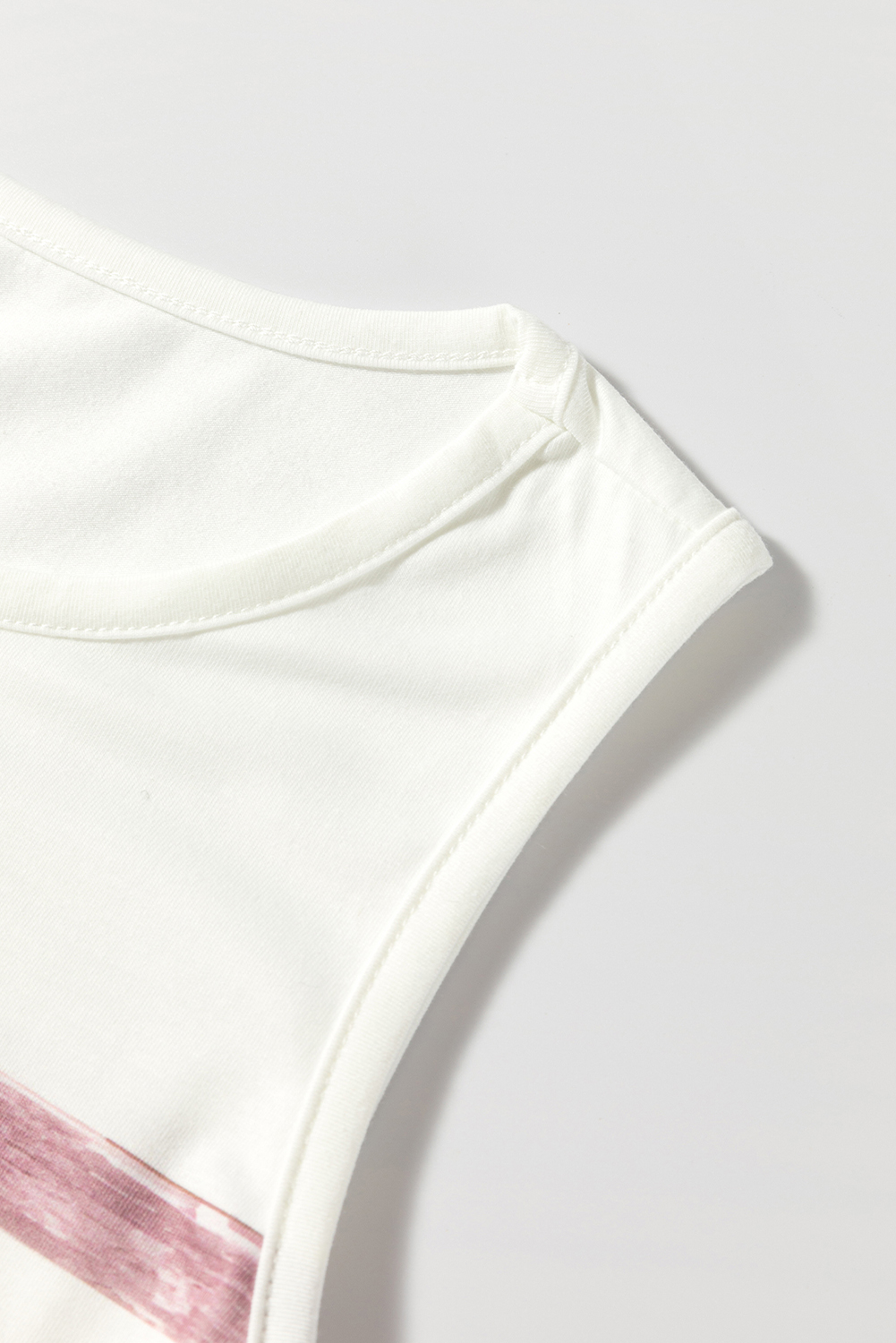 Red Stripe Rainbow Round Neck Tank Top