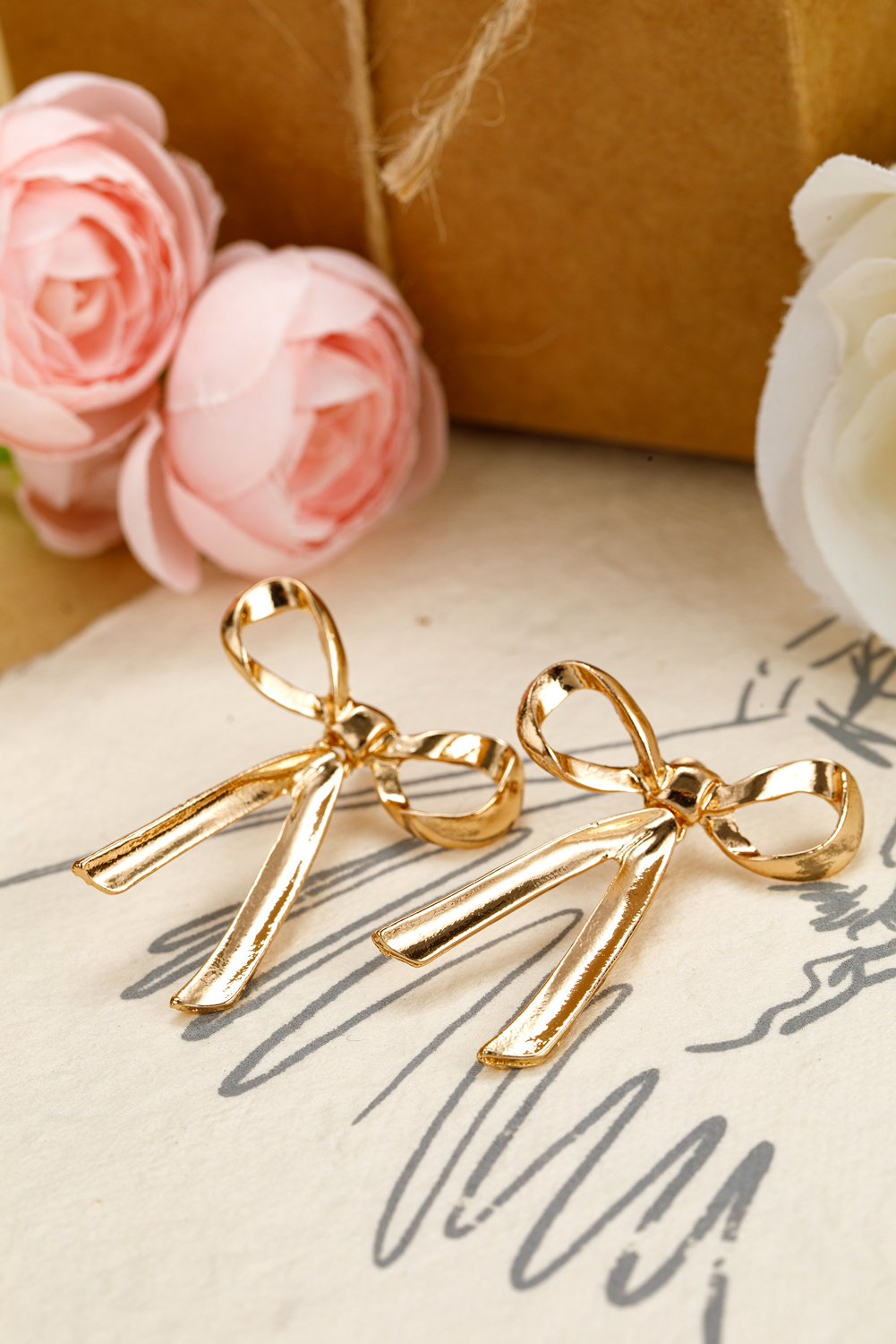 Gold Bow Knot Plated Alloy Stud Earrings