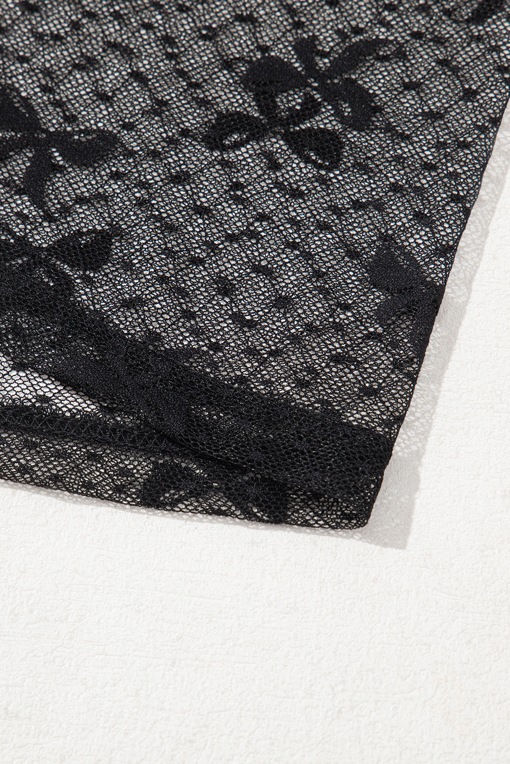 Black Bow Knot Dotted See-through Mesh Patched Slim Fit Blouse