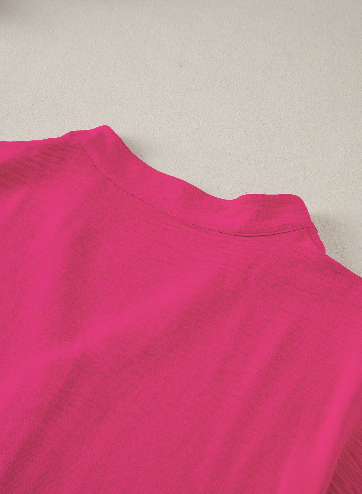 Black Notched Neck Batwing Sleeve Lightweight Blouse