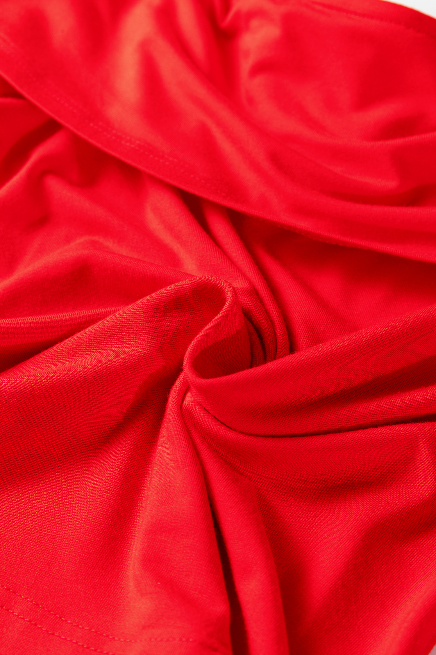 Fiery Red Foldover Off Shoulder Long Sleeve Slim Top