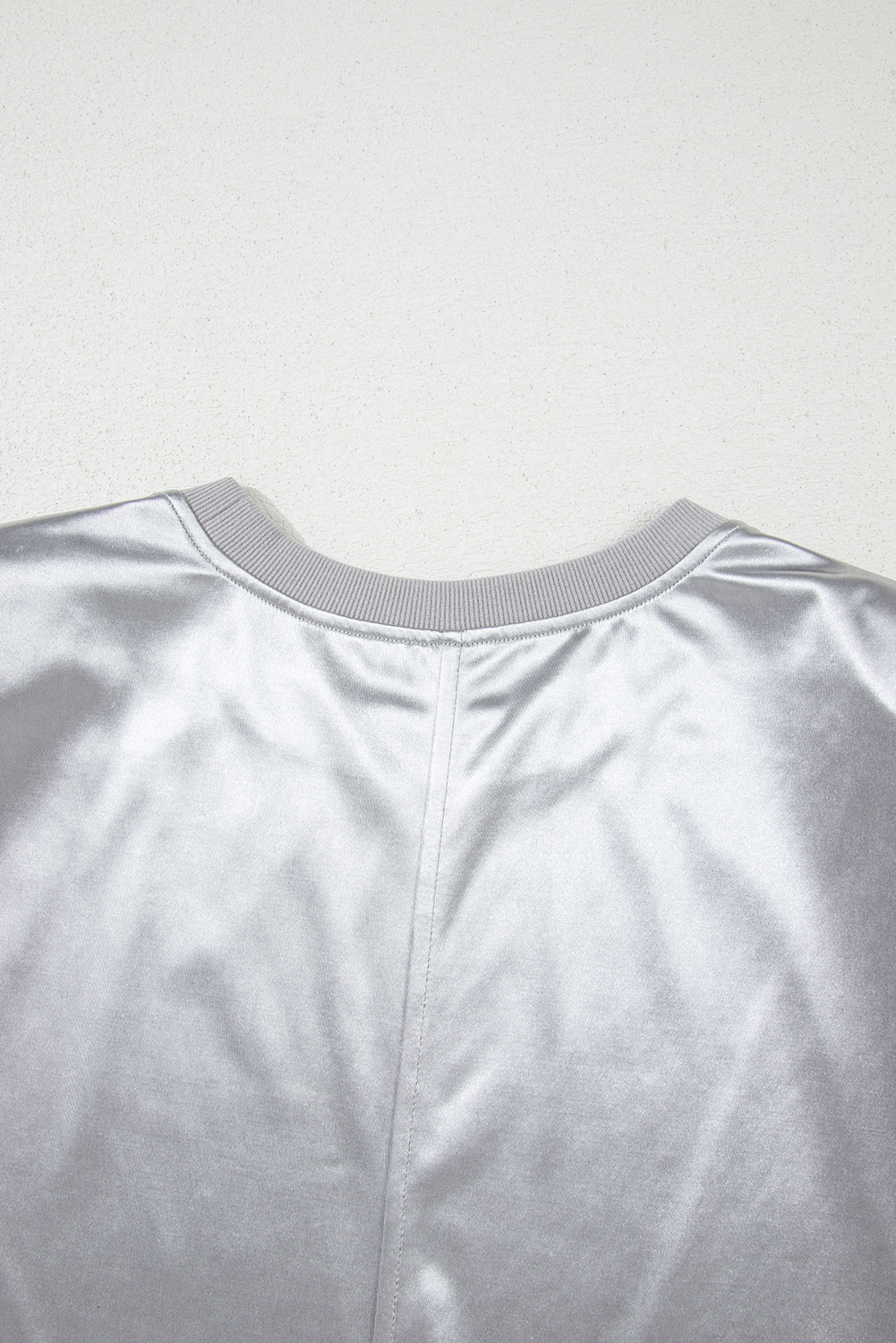 Silvery Metallic Luster Crew Neck Shift Tank Top