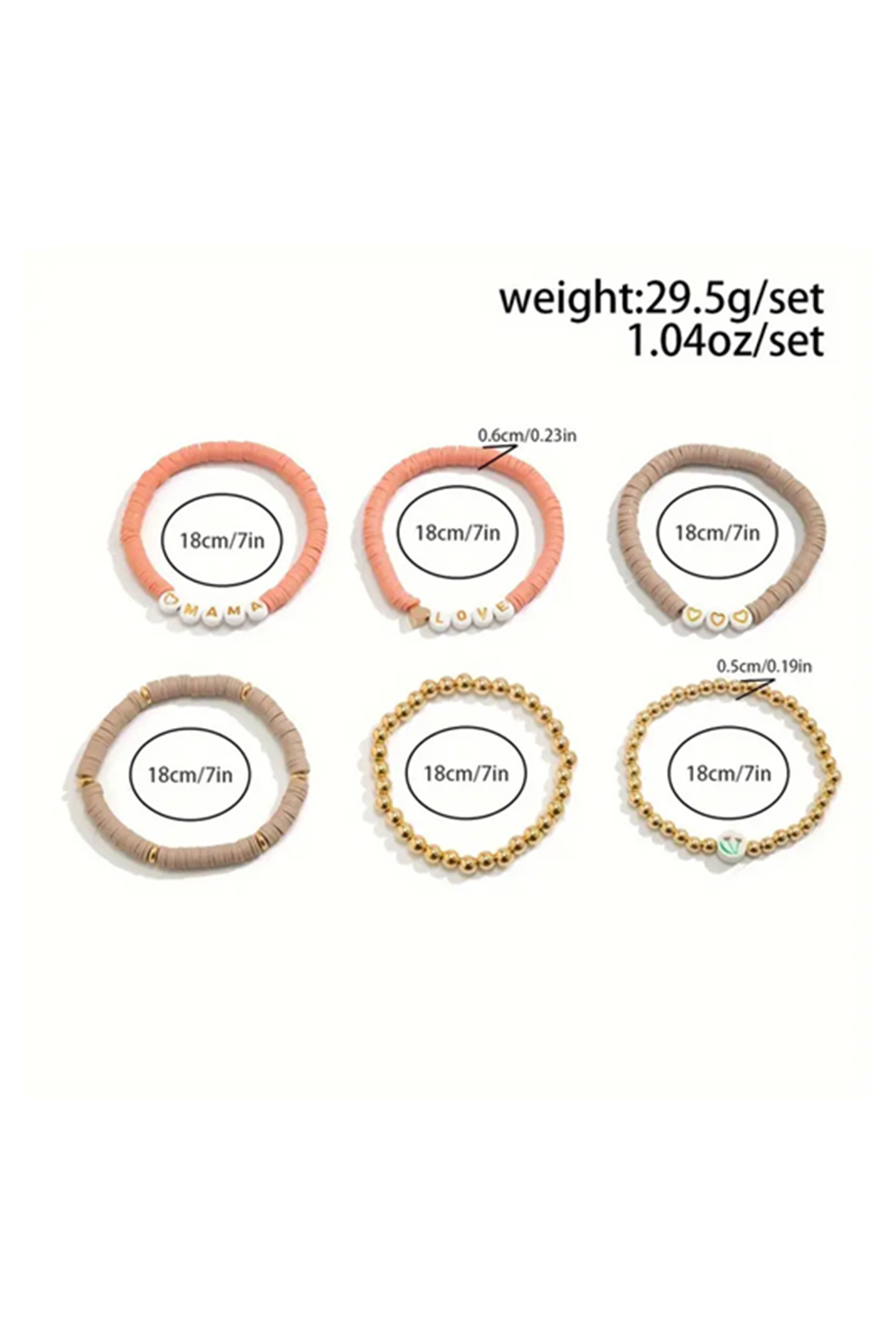 Gold Mama Love Heart Beaded Multi Layer Bracelet