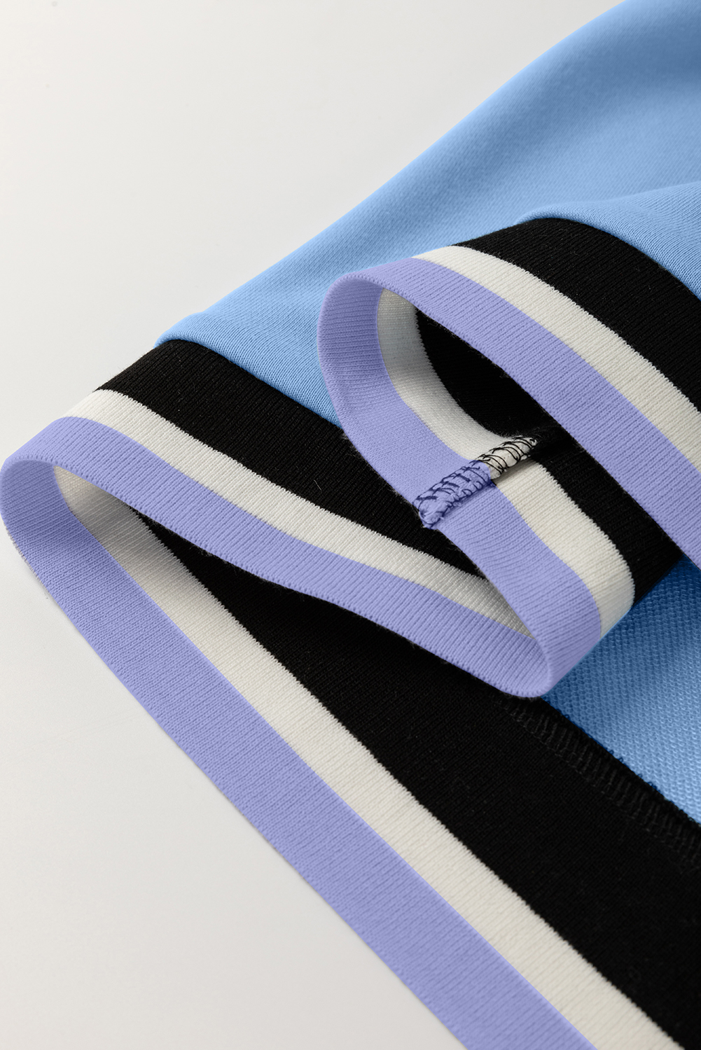 Mint Green Varsity Contrast Striped V Neck Long Sleeve T Shirt Dress with Pockets