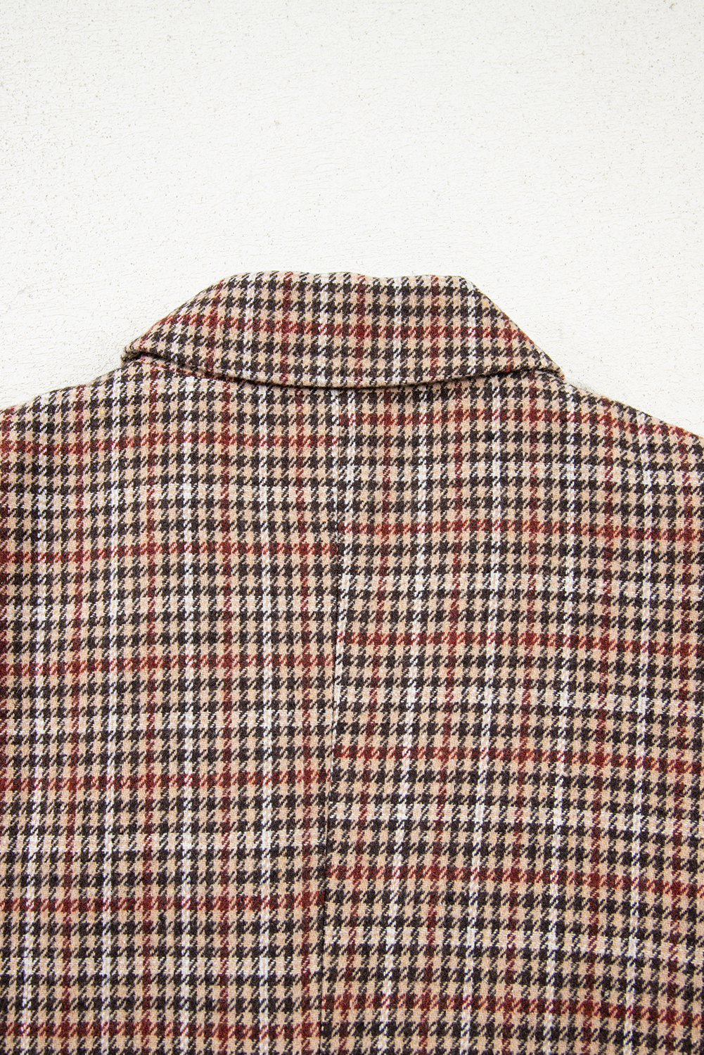 Brown Houndstooth Lapel Collar Blazer