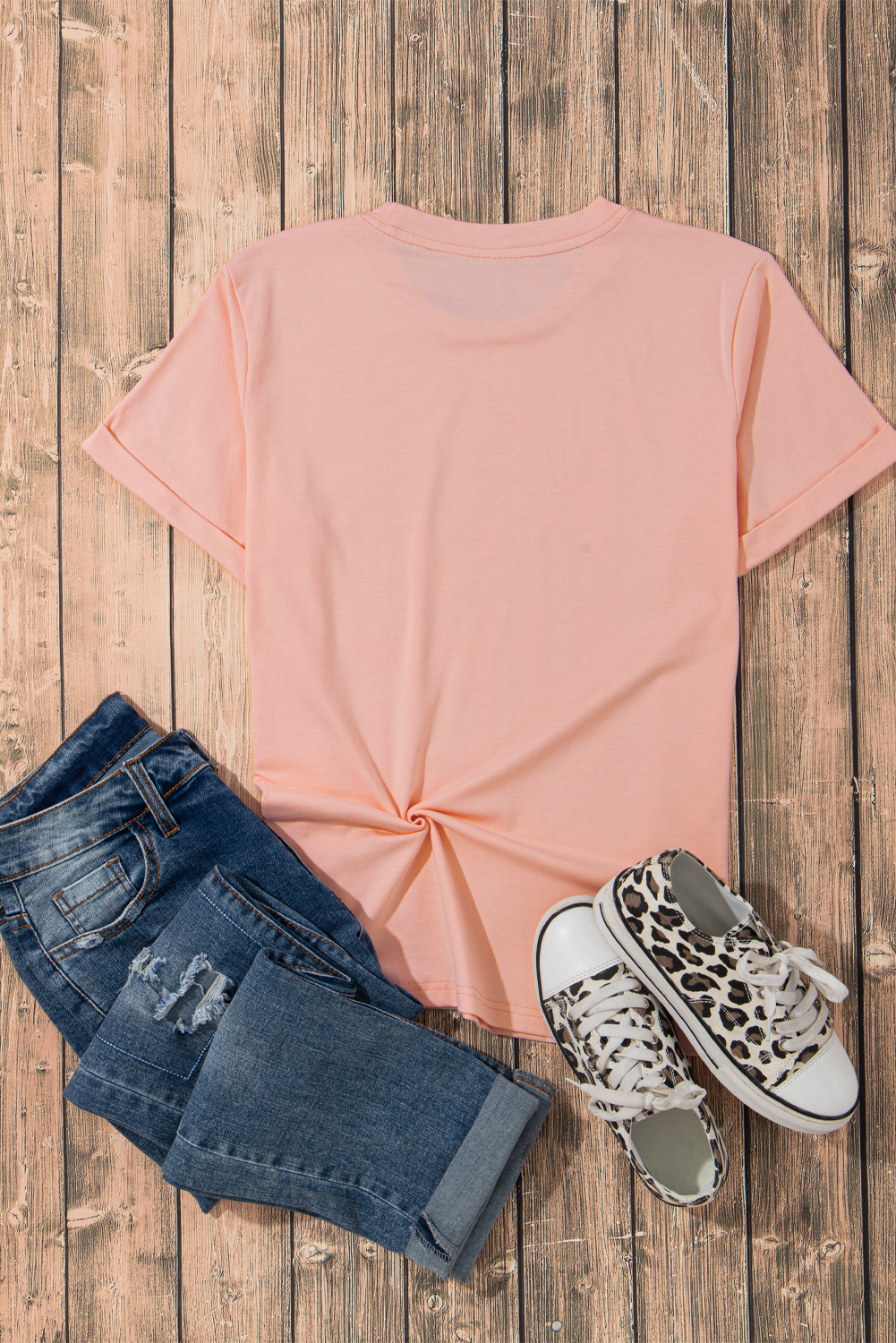 Khaki Casual Plain Crew Neck Tee