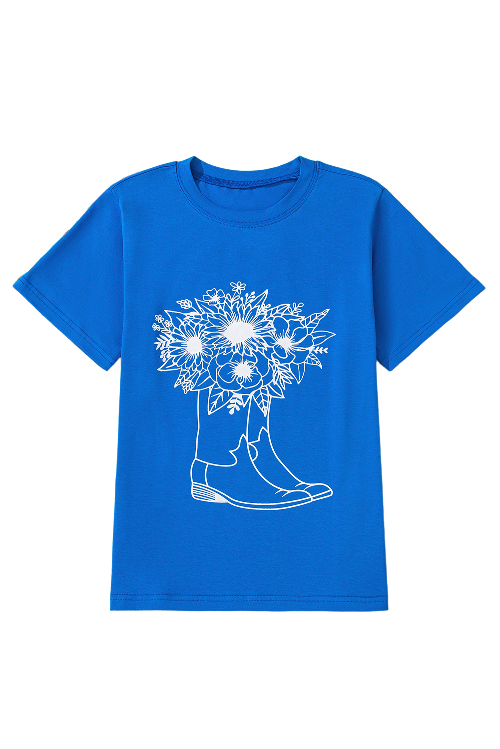 Blue Sunflower Boots Graphic Western Fashion T Shirt