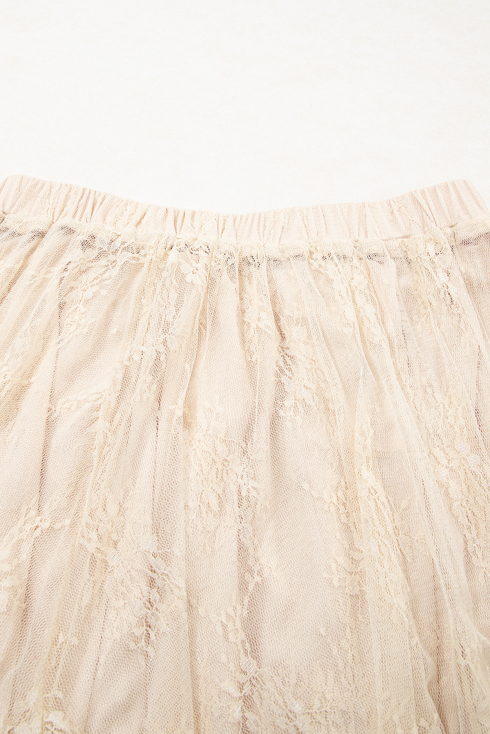 Apricot Lace Cascading Tiered High Waist Maxi Skirt