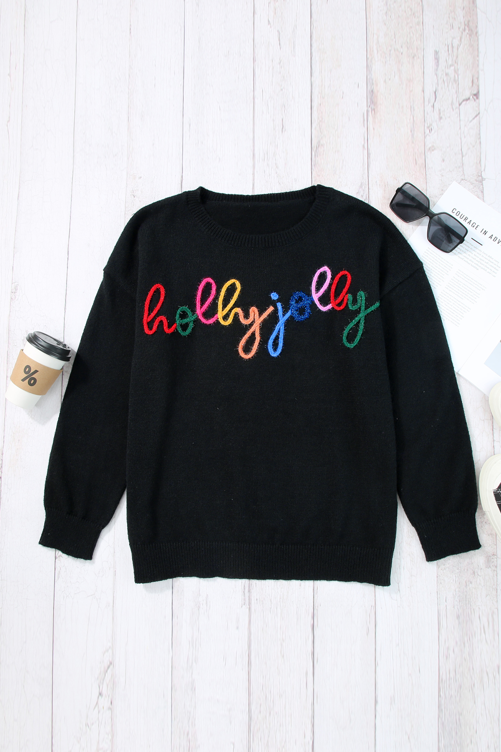 White Merry & Bright Round Neck Casual Sweater
