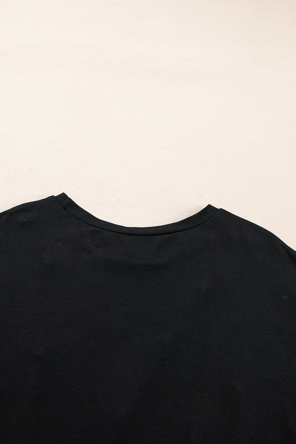 Black Pearl Beaded  Drop Shoulder Crewneck T Shirt