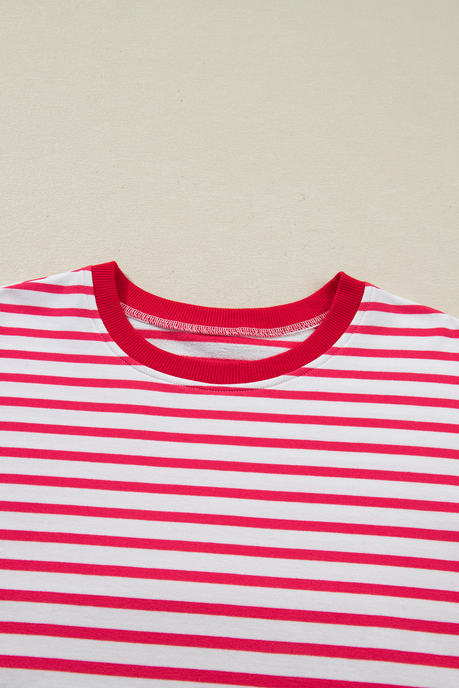 Red Stripe Drop Shoulder Half Sleeve T Shirt