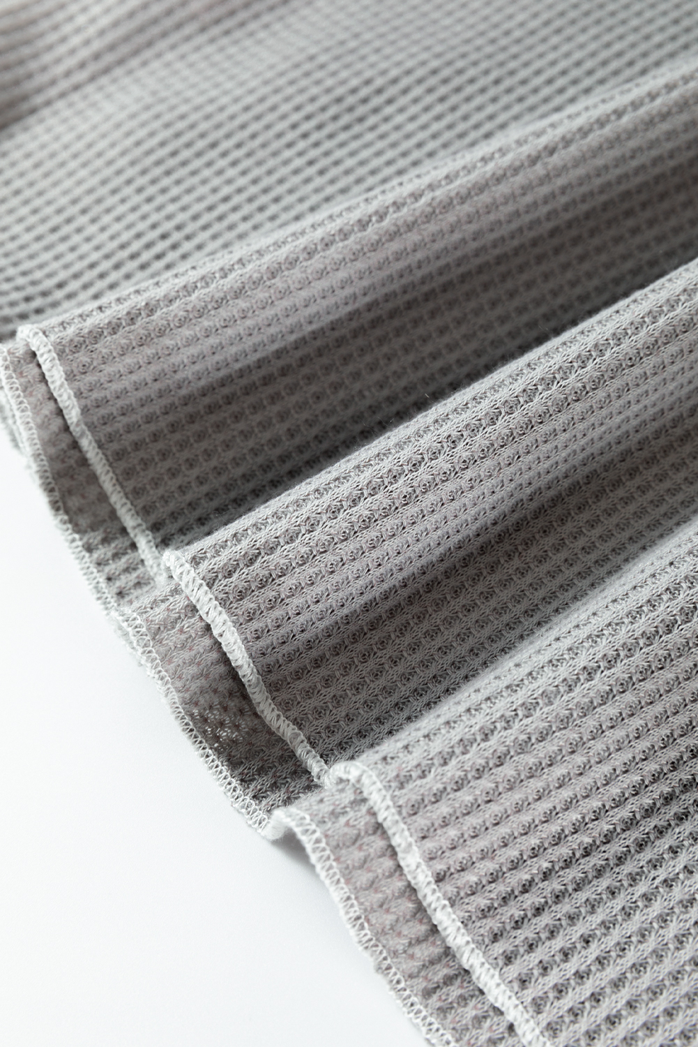 Smoke Gray Textured Round Neck Long Sleeve Top