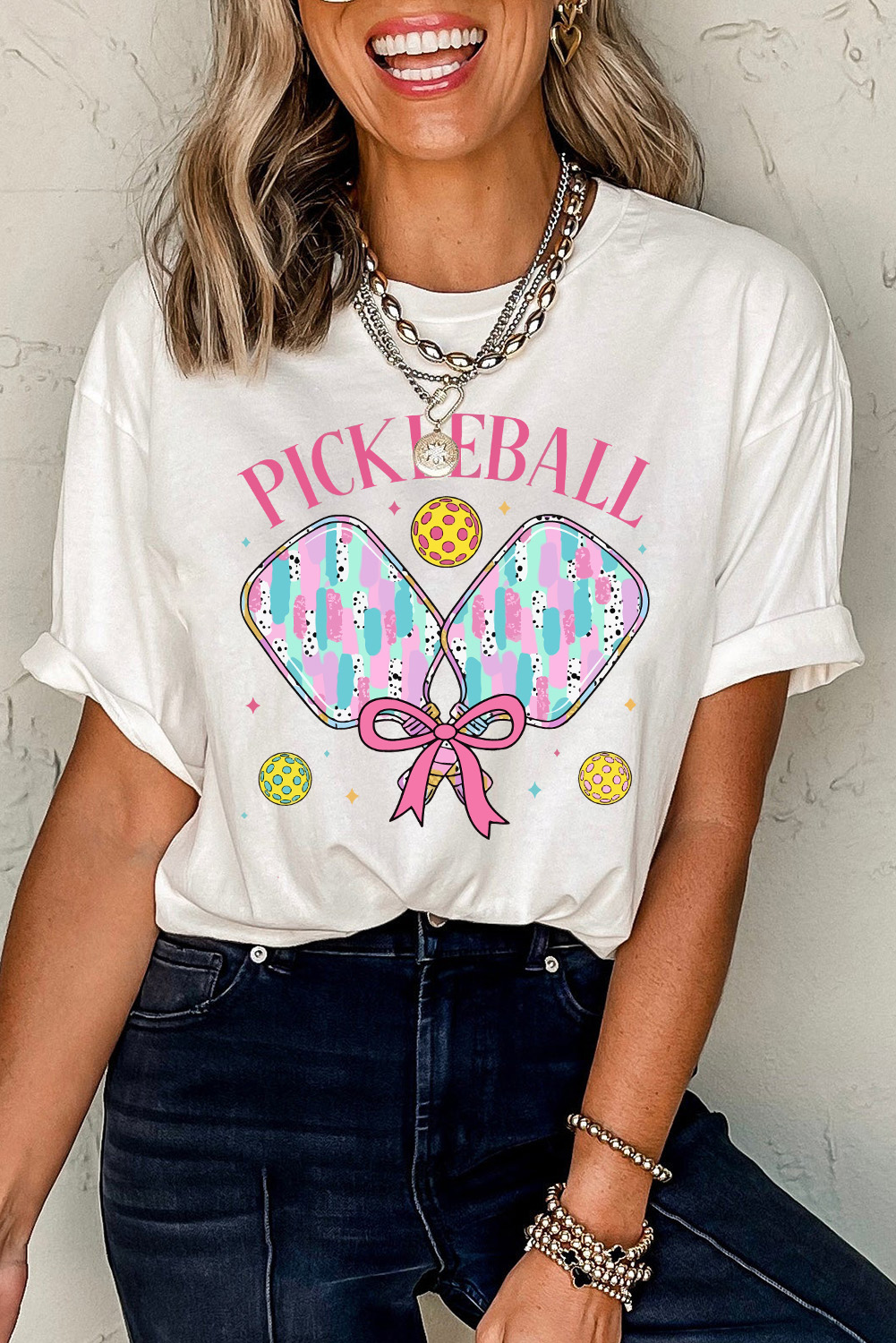 White PICKLEBALL Playful Graphic T Shirt